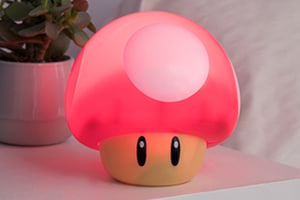Novelty mood light in the shape of a red power-up magic mushroom from Super Mario.