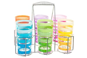 6 Multi-Coloured Strip Glasses